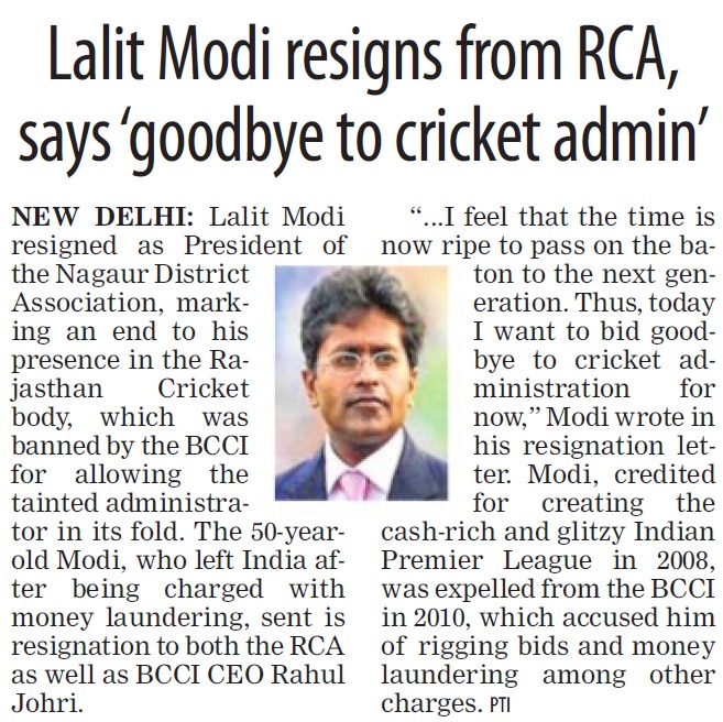 Lalit Modi Bids Adieu to Cricket Lalit Modi Bids Adieu to Cricket