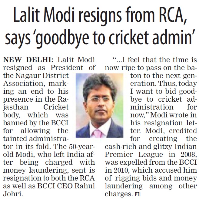 Lalit Modi Bids Adieu to Cricket  