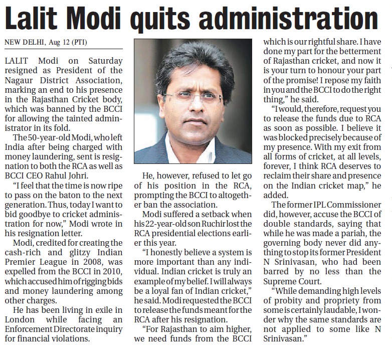 Lalit Modi Bids Adieu to Cricket Lalit Modi Bids Adieu to Cricket