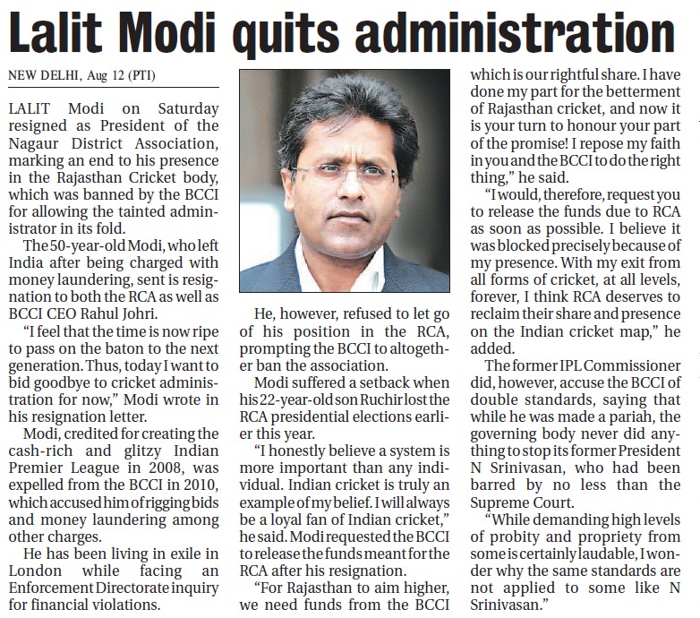 Lalit Modi Bids Adieu to Cricket  