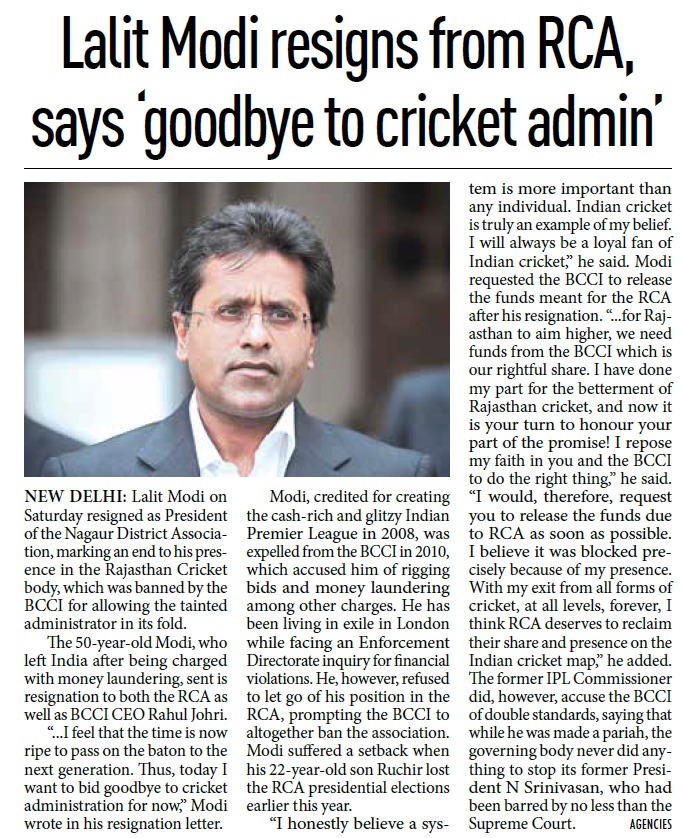 Lalit Modi Bids Adieu to Cricket Lalit Modi Bids Adieu to Cricket