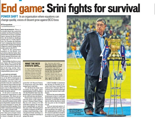 SC instructs Srinivasan to step down as BCCI chief