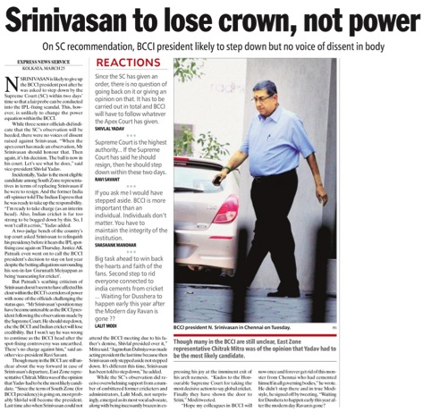 SC instructs Srinivasan to step down as BCCI chief